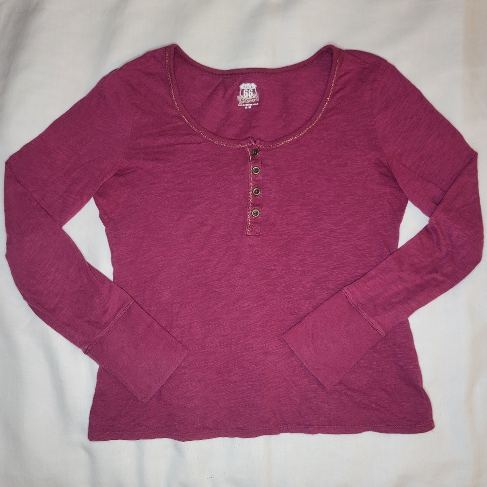 Route 66 Size M wine purple burgundy women's long sleeve shirt top